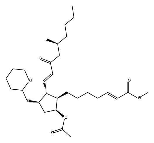 2-Heptenoic acid, 7-[(1R,2R,3R,5S)-5-(acetyloxy)-2-[(1E,5S)-5-methyl-3-oxo-1-nonen-1-yl]-3-[(tetrahydro-2H-pyran-2-yl)oxy]cyclopentyl]-, methyl ester, (2E)- 结构式