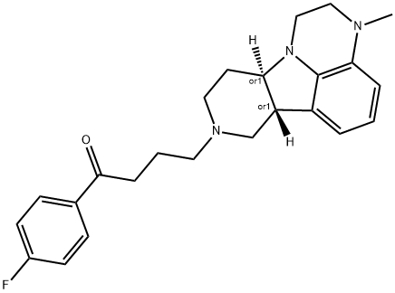 1-Butanone, 1-(4-fluorophenyl)-4-[(6bR,10aR)-2,3,6b,9,10,10a-hexahydro-3-methyl-1H-pyrido[3',4':4,5]pyrrolo[1,2,3-de]quinoxalin-8(7H)-yl]-, rel- 结构式