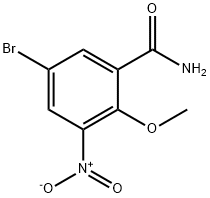 5-溴-2-甲氧基-3-硝基苯甲酰胺 结构式