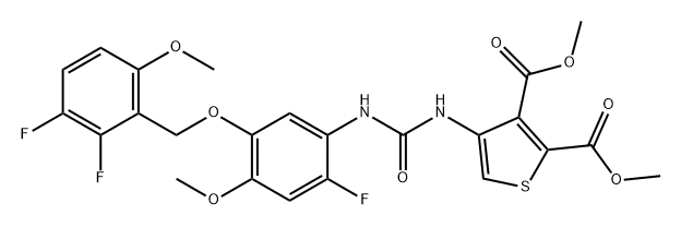 2,3-Thiophenedicarboxylic acid, 4-[[[[5-[(2,3-difluoro-6-methoxyphenyl)methoxy]-2-fluoro-4-methoxyphenyl]amino]carbonyl]amino]-, 2,3-dimethyl ester 结构式