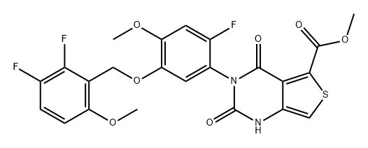 Thieno[3,4-d]pyrimidine-5-carboxylic acid, 3-[5-[(2,3-difluoro-6-methoxyphenyl)methoxy]-2-fluoro-4-methoxyphenyl]-1,2,3,4-tetrahydro-2,4-dioxo-, methyl ester 结构式