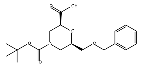 2,4-Morpholinedicarboxylic acid, 6-[(phenylmethoxy)methyl]-, 4-(1,1-dimethylethyl) ester, (2S,6R)- 结构式