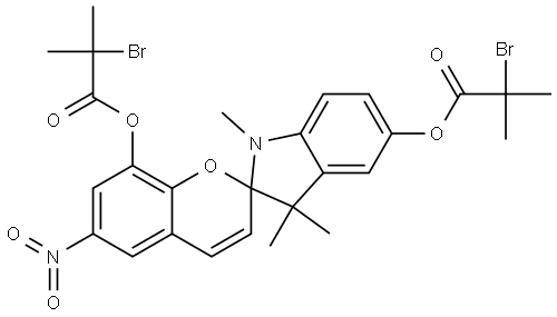 丙酸,2-溴-2-甲基-1,1′-(1′,3′-二氢-1′,3′,3′-三甲基-6-硝基螺环[2H-1-苯并吡喃-2,2′-[2H]吲哚]-5′,8-二酰基)酯 结构式