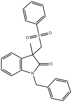 1-苄基-3-甲基-3-((苯磺酰基)甲基)吲哚啉-2-酮 结构式