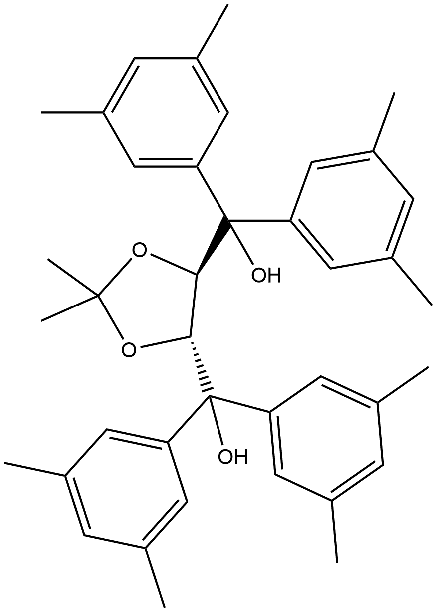 ((4R,5R)-2,2-二甲基-1,3-二氧戊环-4,5-二基)双(双(3,5-二甲基苯基)甲醇) 结构式