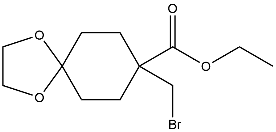 Ethyl 8-(bromomethyl)-1,4-dioxaspiro[4.5]decane-8-carboxylate 结构式