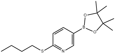 2-(丁硫基)-5-(4,4,5,5-四甲基-1,3,2-二氧硼杂环戊烷-2-基)吡啶 结构式