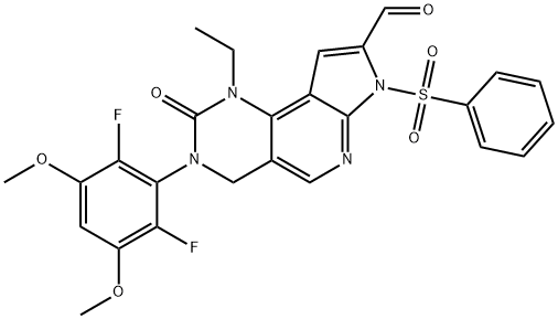 1H-Pyrrolo[3',2':5,6]pyrido[4,3-d]pyrimidine-8-carboxaldehyde, 3-(2,6-difluoro-3,5-dimethoxyphenyl)-1-ethyl-2,3,4,7-tetrahydro-2-oxo-7-(phenylsulfonyl)-