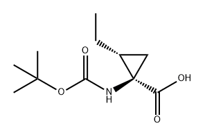 (1R,2R)-1-(叔丁氧羰基)氨基)-2-乙基环丙烷-1-羧酸 结构式
