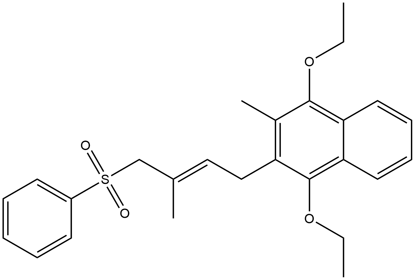 (1,4-diethoxy-2-methyl-3-[(2E)-3-methyl-4-(phenylsulfonyl)-2-buten- 1-yl]- naphthalene) 结构式