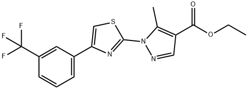 5-甲基-1-{4-[3-三氟甲基)苯基]-1,3-噻唑-2-基}-1H-吡唑-4-羧酸乙酯 结构式