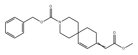 3-Azaspiro[5.5]undec-7-ene-3-carboxylic acid, 9-(2-methoxy-2-oxoethylidene)-, phenylmethyl ester 结构式