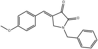 (E)-1-苄基-4-(4-甲氧基亚苄基)吡咯烷-2,3-二酮 结构式