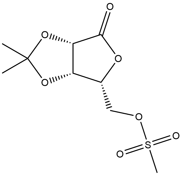 D-Lyxonic acid, 2,3-O-(1-methylethylidene)-, γ-lactone, 5-methanesulfonate 结构式