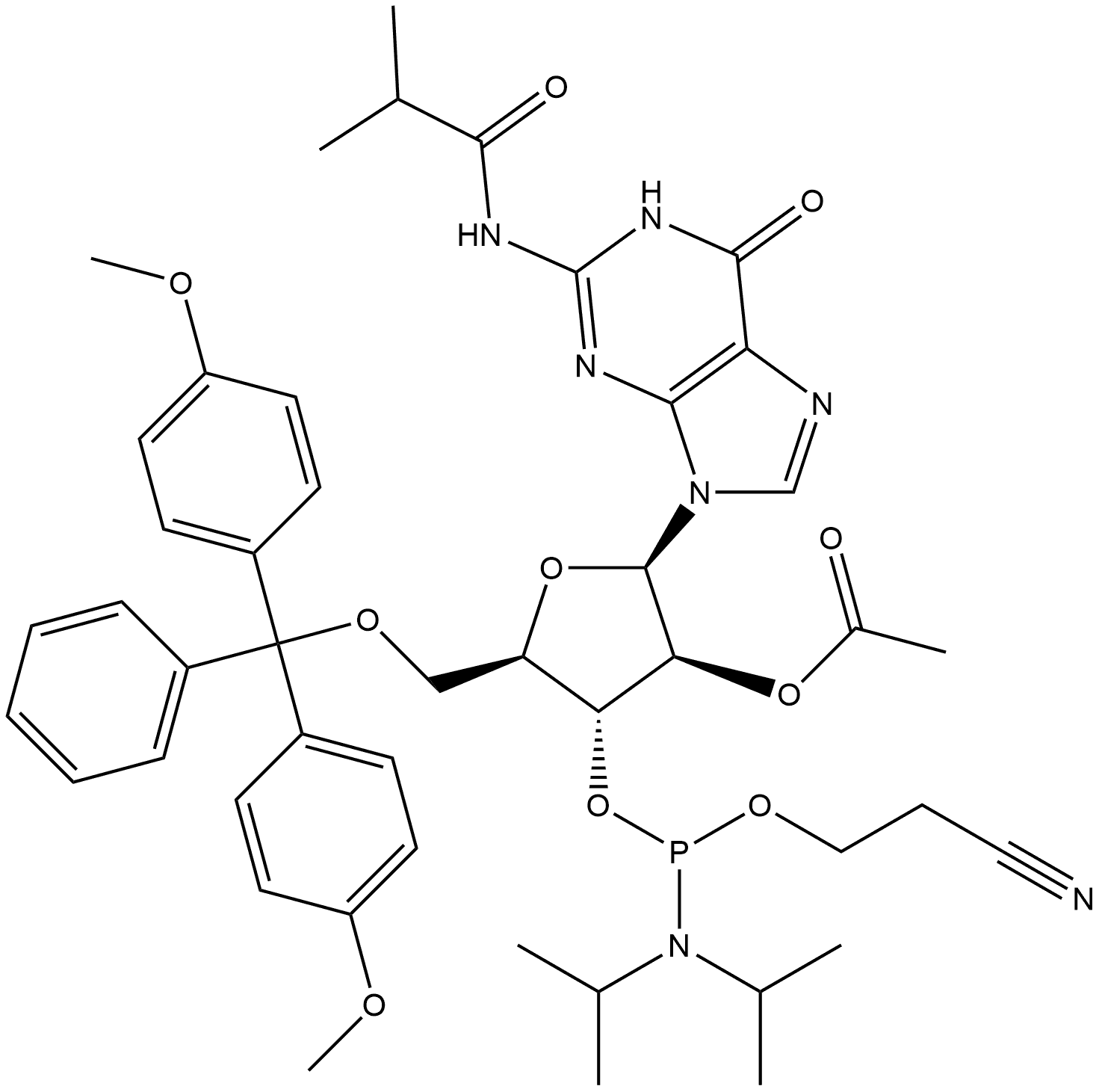 2'-OAC-DG(IBU)-ANA-CE-PHOSPHORAMIDITE 结构式