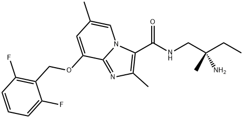 N-[(2S)-2-Amino-2-methylbutyl]-8-[(2,6-difluorophenyl)methoxy]-2,6-dimethylimidazo[1,2-a]pyridine-3-carboxamide 结构式
