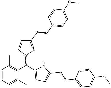 1H-Pyrrole, 2-[(2,6-dimethylphenyl)[5-[2-(4-methoxyphenyl)ethenyl]-2H-pyrrol-2-ylidene]methyl]-5-[2-(4-methoxyphenyl)ethenyl]- 结构式