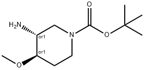 叔-丁基 (3R,4R)-REL-3-氨基-4-甲氧基哌啶-1-甲酸基酯 结构式