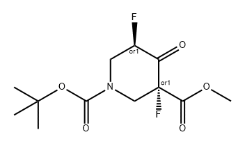 REL-1-(叔丁基)3-甲基(3R,5R)-3,5-二氟-4-氧代哌啶-1,3-二羧酸酯 结构式