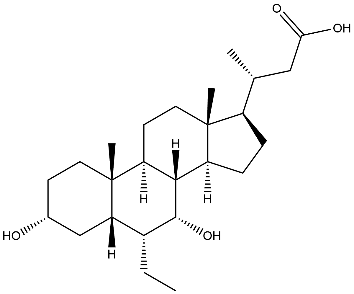 24-Norcholan-23-oic acid, 6-ethyl-3,7-dihydroxy-, (3α,5β,6α,7α)- 结构式