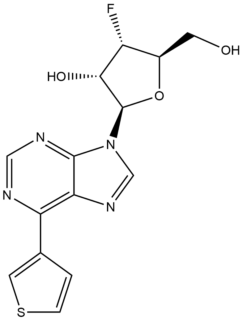 化合物 9-(3-DEOXY-3-FLUORO-Β-D-RIBOFURANOSYL)-6-(THIOPHEN-3-YL)PURINE 结构式