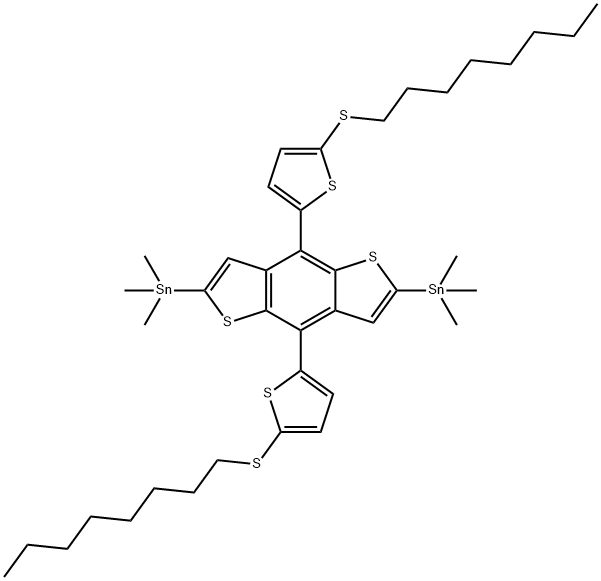 2,6-bis(triMethyltin)-(4,8-bis(5-(octylthio)thiophen-2-yl)benzo[1,2-b:4,5-b']dithiophene) 结构式