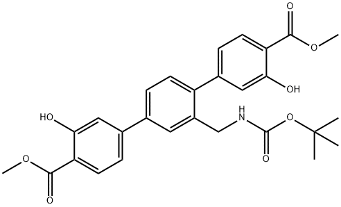 [1,1':4',1''-Terphenyl]-4,4''-dicarboxylic acid, 2'-[[[(1,1-dimethylethoxy)carbonyl]amino]methyl]-3,3''-dihydroxy-, 4,4''-dimethyl ester 结构式