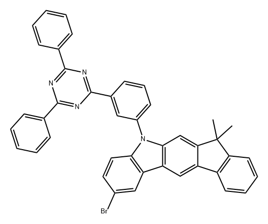 Indeno[2,1-b]carbazole, 2-bromo-5-[3-(4,6-diphenyl-1,3,5-triazin-2-yl)phenyl]-5,7-dihydro-7,7-dimethyl- 结构式