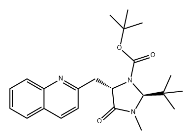 1-Imidazolidinecarboxylic acid, 2-(1,1-dimethylethyl)-3-methyl-4-oxo-5-(2-quinolinylmethyl)-, 1,1-dimethylethyl ester, (2S-trans)- (9CI) 结构式