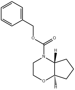 Cyclopent[b]-1,4-oxazine-4(4aH)-carboxylic acid, hexahydro-, phenylmethyl ester, (4aR,7aR)- 结构式