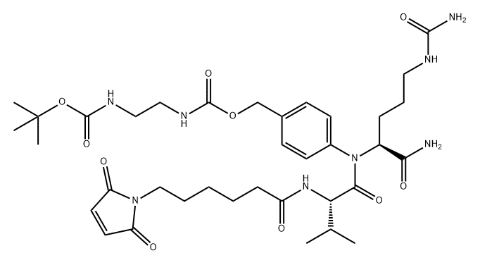 L-Ornithinamide, N-[6-(2,5-dihydro-2,5-dioxo-1H-pyrrol-1-yl)-1-oxohexyl]-L-valyl-N5-(aminocarbonyl)-N-[4-(10,10-dimethyl-3,8-dioxo-2,9-dioxa-4,7-diazaundec-1-yl)phenyl]- 结构式