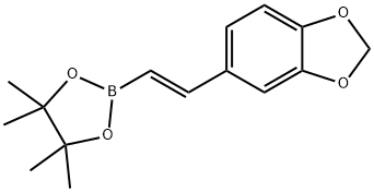 (E)-2-(2-(苯并[D][1,3]二氧杂环戊烯-5-基)乙烯基)-4,4,5,5-四甲基-1,3,2-二氧杂硼杂环戊烷 结构式