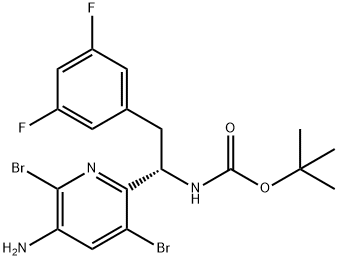 (S)-(1-(5-氨基-3,6-二溴吡啶-2-基)-2-(3,5-二氟苯基)乙基)氨基甲酸叔丁酯 结构式
