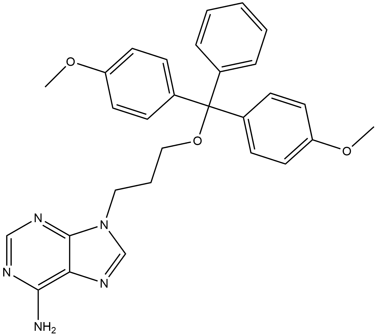 9H-Purin-6-amine, 9-[3-[bis(4-methoxyphenyl)phenylmethoxy]propyl]- 结构式