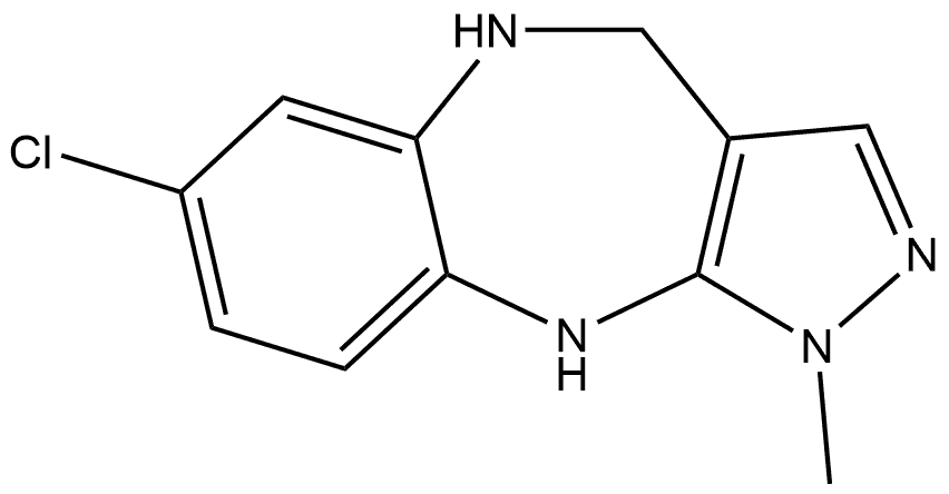 7-chloro-1-methyl-1,4,5,10-tetrahydrobenzo[b]pyrazolo[3,4-e][1,4]diazepine 结构式