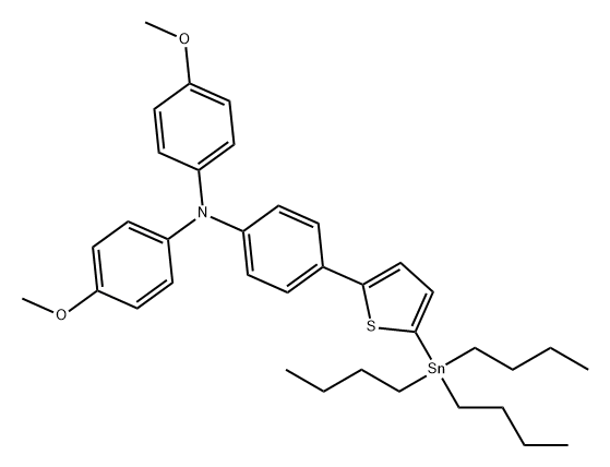 4-甲氧基-N-(4-甲氧苯基)-N-(-4-(5-(三丁基锡基)噻吩-2-基)苯基)苯胺 结构式