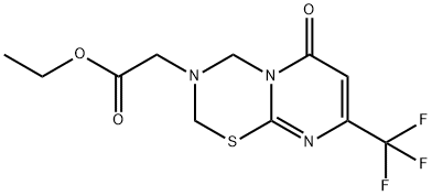 Ethyl 2-(6-oxo-8-(trifluoromethyl)pyrimido[2,1-b][1,3,5]thiadiazin-3(2H,4H,6H)-yl)acetate 结构式