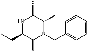 (3R,6S)-1-苄基-3-乙基-6-甲基哌嗪-2,5-二酮 结构式