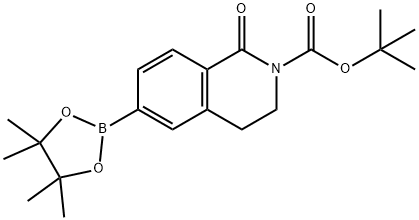 3,4-二氢-1-氧代-6-(4,4,5,5-四甲基-1,3,2-二氧硼杂环戊烷-2-基)-2(1H)-异喹啉羧酸1,1-二甲基乙酯 结构式