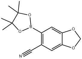 6-(4,4,5,5-四甲基-1,3,2-二氧杂环戊烷-2-基)苯并[D][1,3]二氧杂环戊二烯-5-腈 结构式