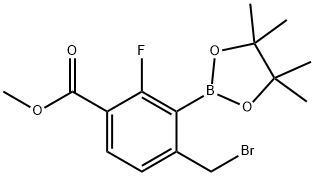 4-(溴甲基)-2-氟-3-(4,4,5,5-四甲基-1,3,2-二氧硼杂环戊烷-2-基)苯甲酸甲酯 结构式