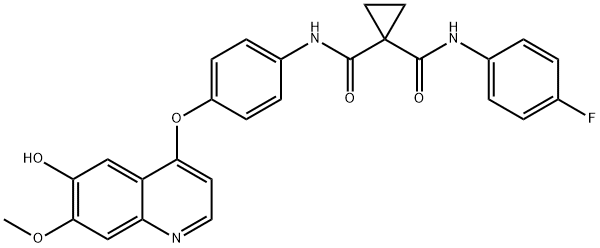 1,1-Cyclopropanedicarboxamide, N-(4-fluorophenyl)-N'-[4-[(6-hydroxy-7-methoxy-4-quinolinyl)oxy]phenyl]- 结构式