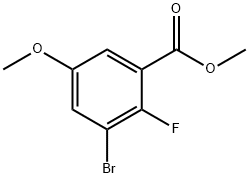 3-溴-2-氟-5-甲氧基苯甲酸甲酯 结构式