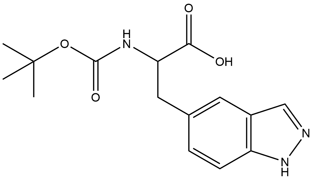 2-((叔丁氧基羰基)氨基)-3-(1H-吲唑-5-基)丙酸 结构式