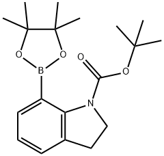 7-(4,4,5,5-四甲基-1,3,2-二氧硼杂环戊烷-2-基)吲哚啉-1-羧酸叔丁酯 结构式