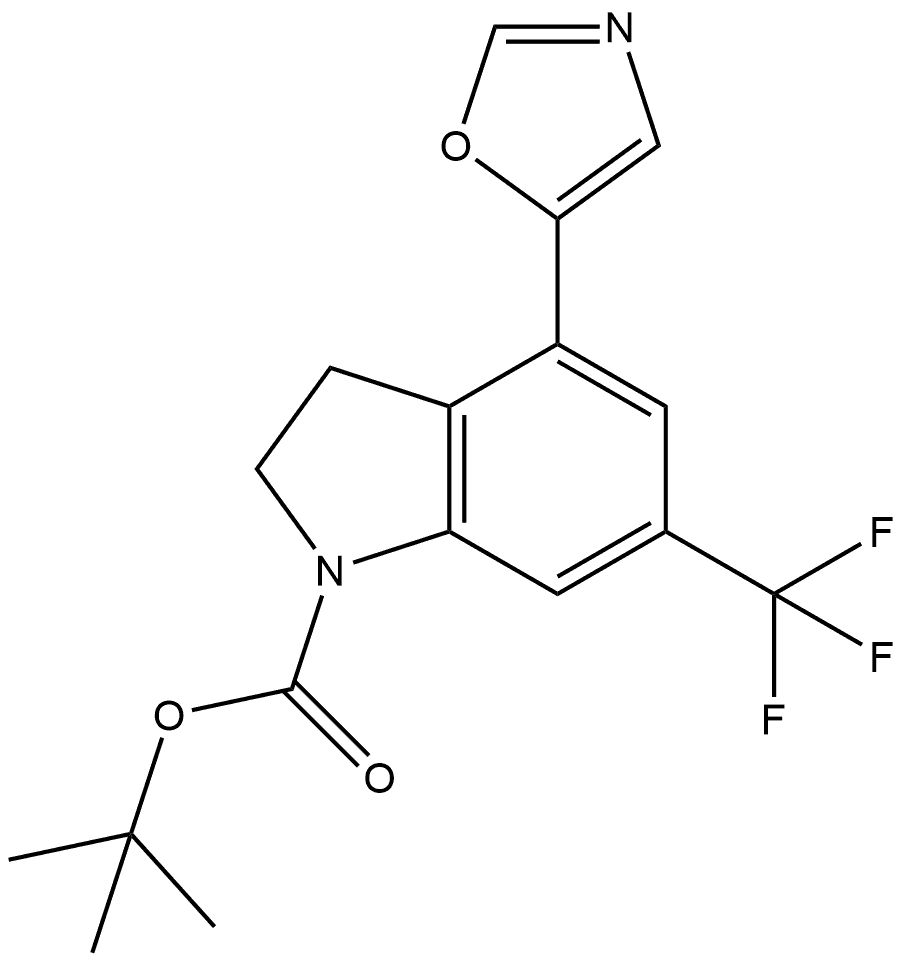 tert-butyl 4-(oxazol-5-yl)-6-(trifluoromethyl)indoline-1-carboxylate 结构式