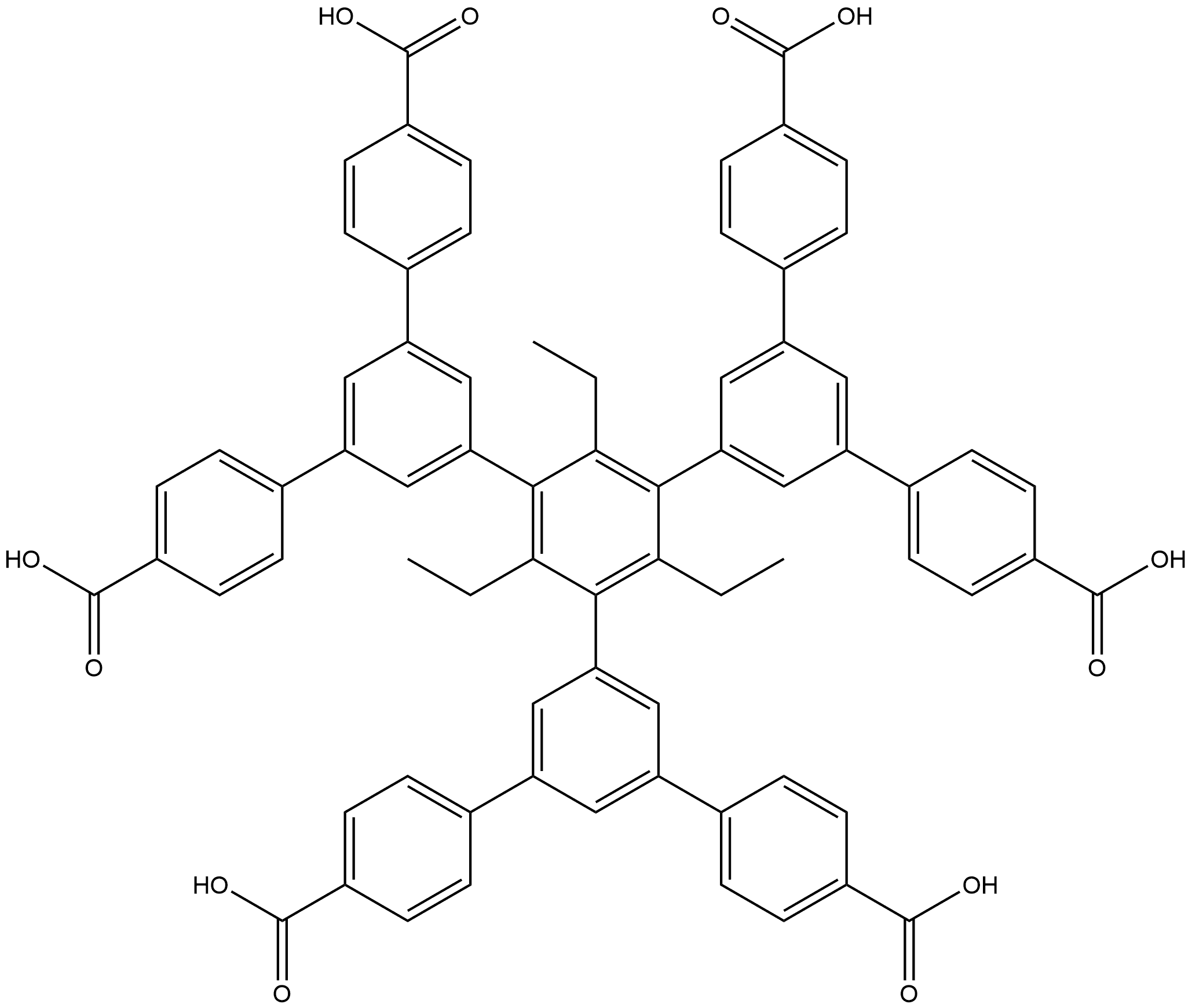 1,3,5-三[3,5-二(4-羧基苯基)苯基]-2,4,6-三甲基苯 结构式