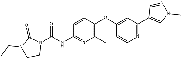 3-ethyl-N-(6-methyl-5-((2-(1-methyl-1H-pyrazol-4-yl)pyridin-4-yl)oxy)pyridin-2-yl)-2-oxoimidazolidine-1-carboxamide 结构式
