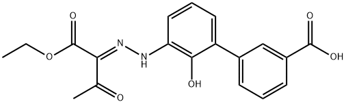 [1,1'-Biphenyl]-3-carboxylic acid, 3'-[(2E)-2-[1-(ethoxycarbonyl)-2-oxopropylidene]hydrazinyl]-2'-hydroxy- 结构式