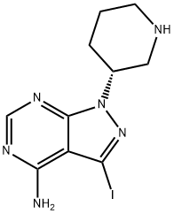 (R)-3-碘-1-(哌啶-3-基)-1H-吡唑并[3,4-D]嘧啶-4-胺 结构式